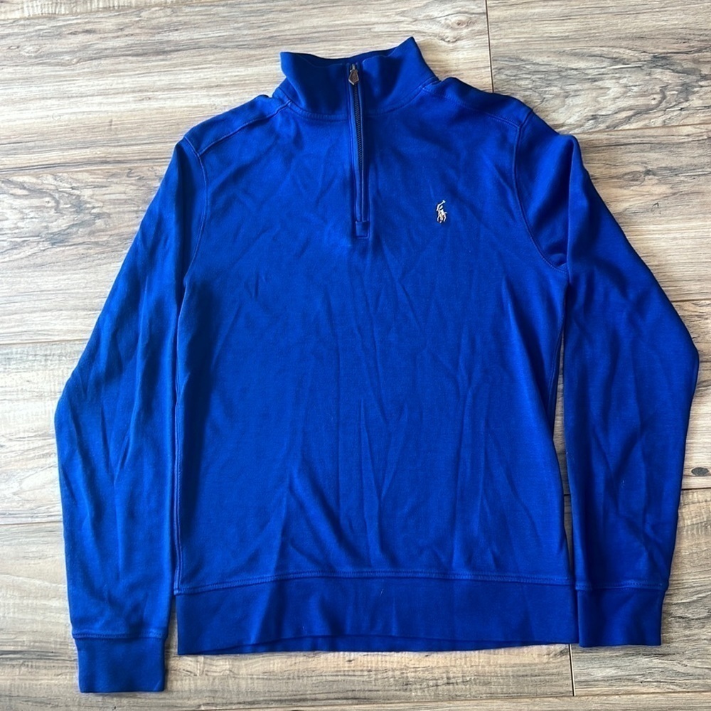 Polo Ralph Lauren 1/4 zip pullover size large kids 14-16 blue